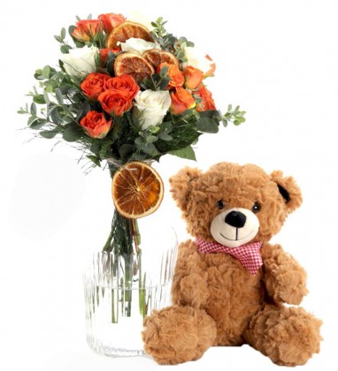 Orange Rose Teddy